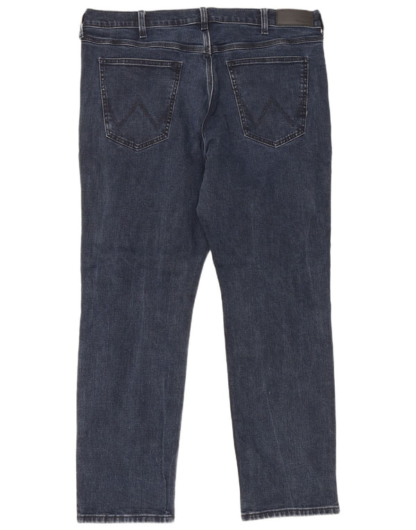 Wrangler Mens Regular Straight Jeans W38 L30 Navy Blue Cotton