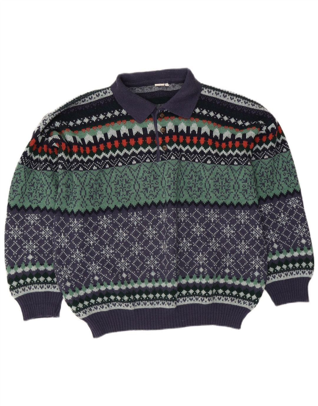 Maglione vintage da uomo con collo alto IT 50 Fair Isle medio multicolore
