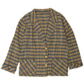 Giacca blazer da donna a 3 bottoni VINTAGE UK 14 medio giallo a quadri