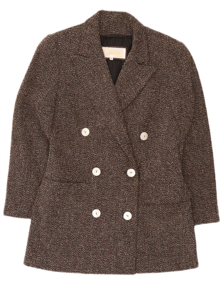 Giacca blazer doppiopetto da donna Delba EU 42 grande lana screziata marrone