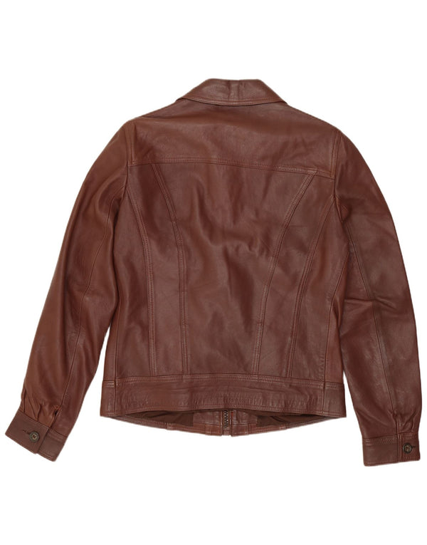Giacca in pelle vintage da uomo UK 36 piccola in pelle marrone