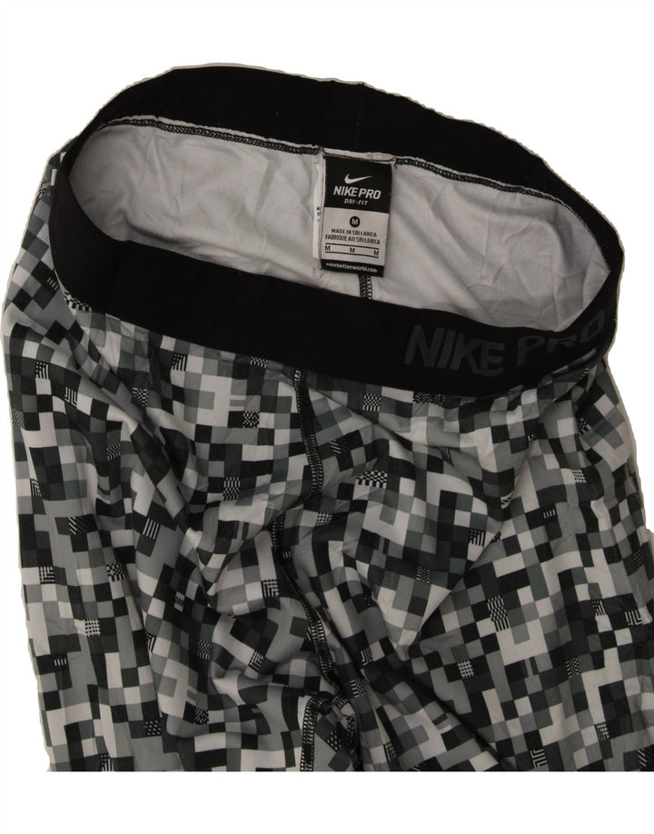 NIKE Womens Dri Fit Graphic Leggings UK 12 Medium  Grey Geometric Vintage Nike and Second-Hand Nike from Messina Hembry 