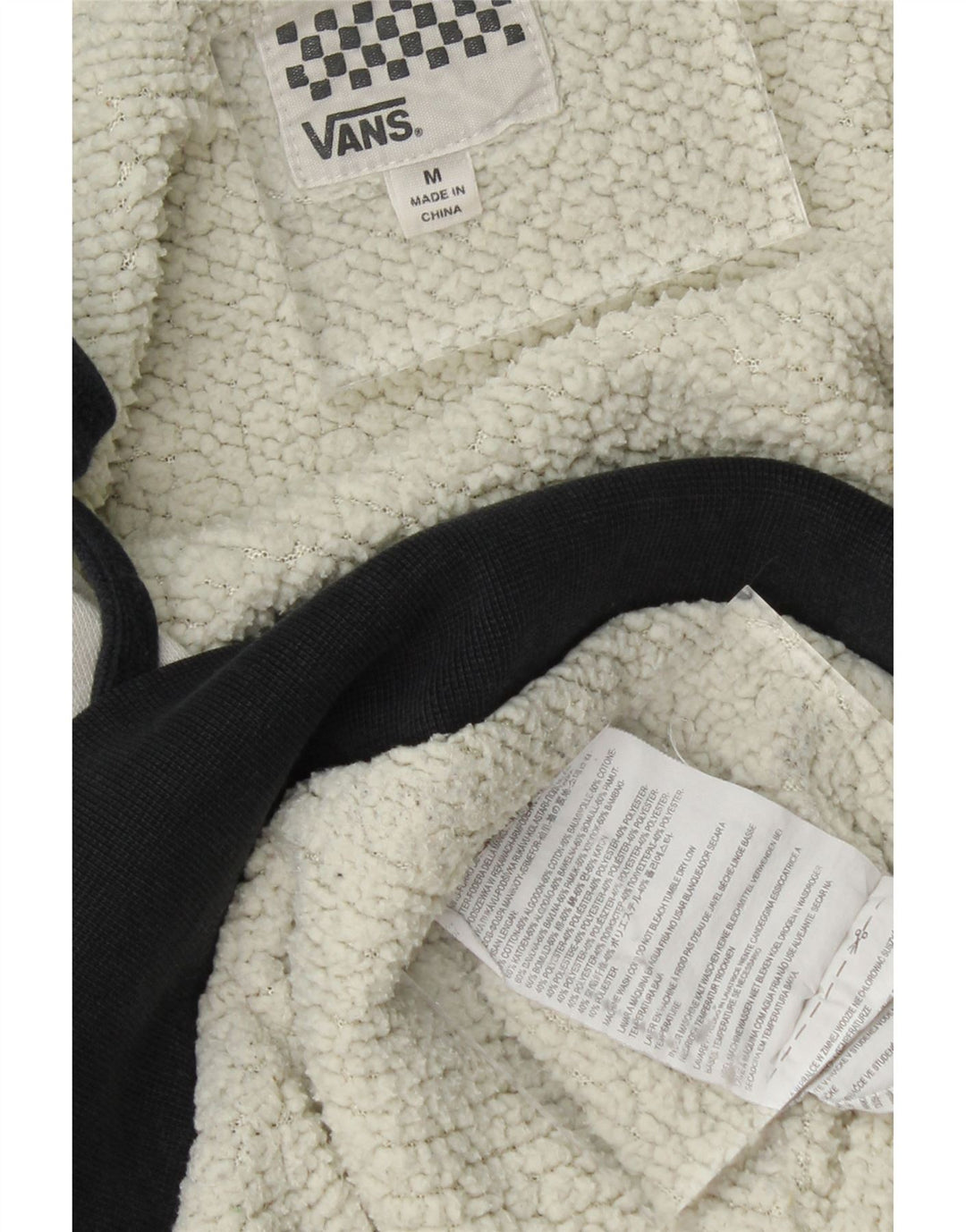VANS Womens Zip Hoodie Sweater UK 12 Medium White Geometric Cotton Vintage Vans and Second-Hand Vans from Messina Hembry 