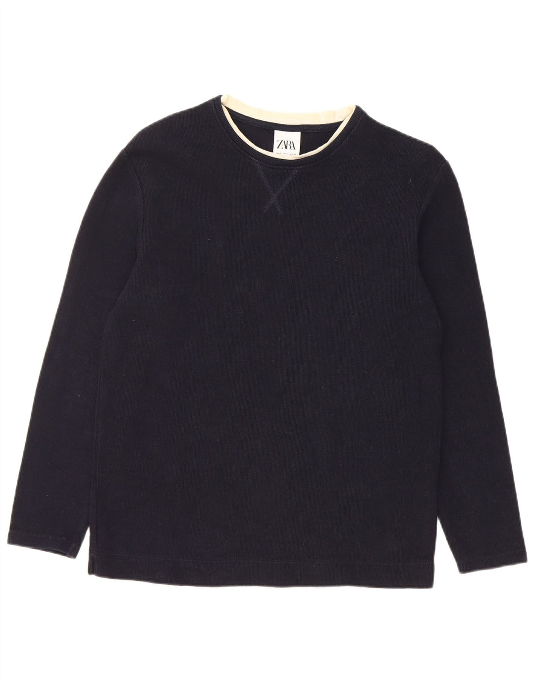 Top Zara da uomo a maniche lunghe piccolo in cotone blu navy
