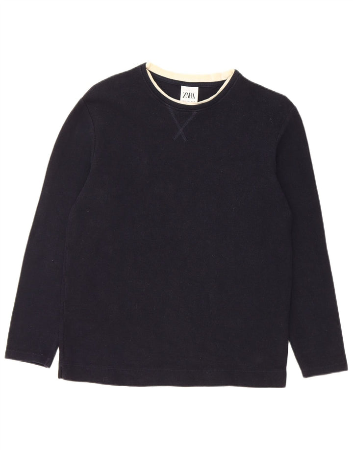 Top Zara da uomo a maniche lunghe piccolo in cotone blu navy
