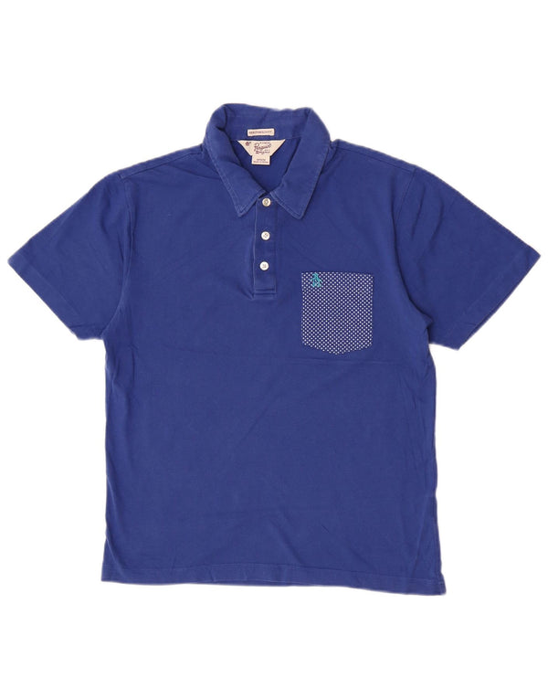Polo da uomo Penguin Heritage slim fit in cotone maculato blu medio