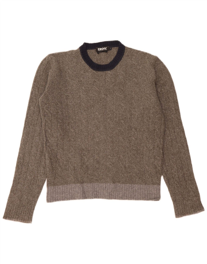 Maglione maglione girocollo da uomo Dkny piccolo in lana color block grigio