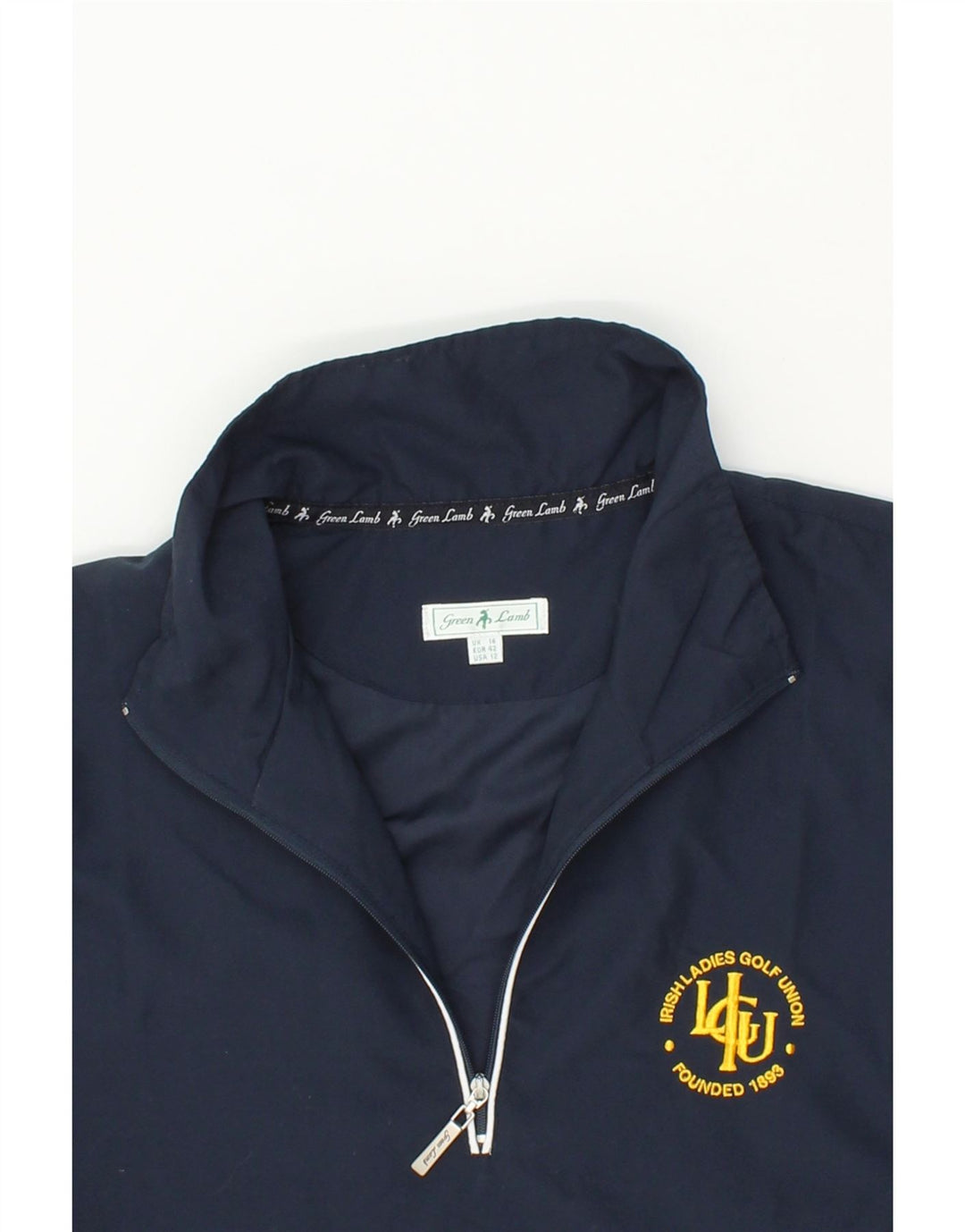 GREEN LAMB Womens Zip Neck Pullover Tracksuit Top UK 16 Large  Navy Blue Vintage Green Lamb and Second-Hand Green Lamb from Messina Hembry 