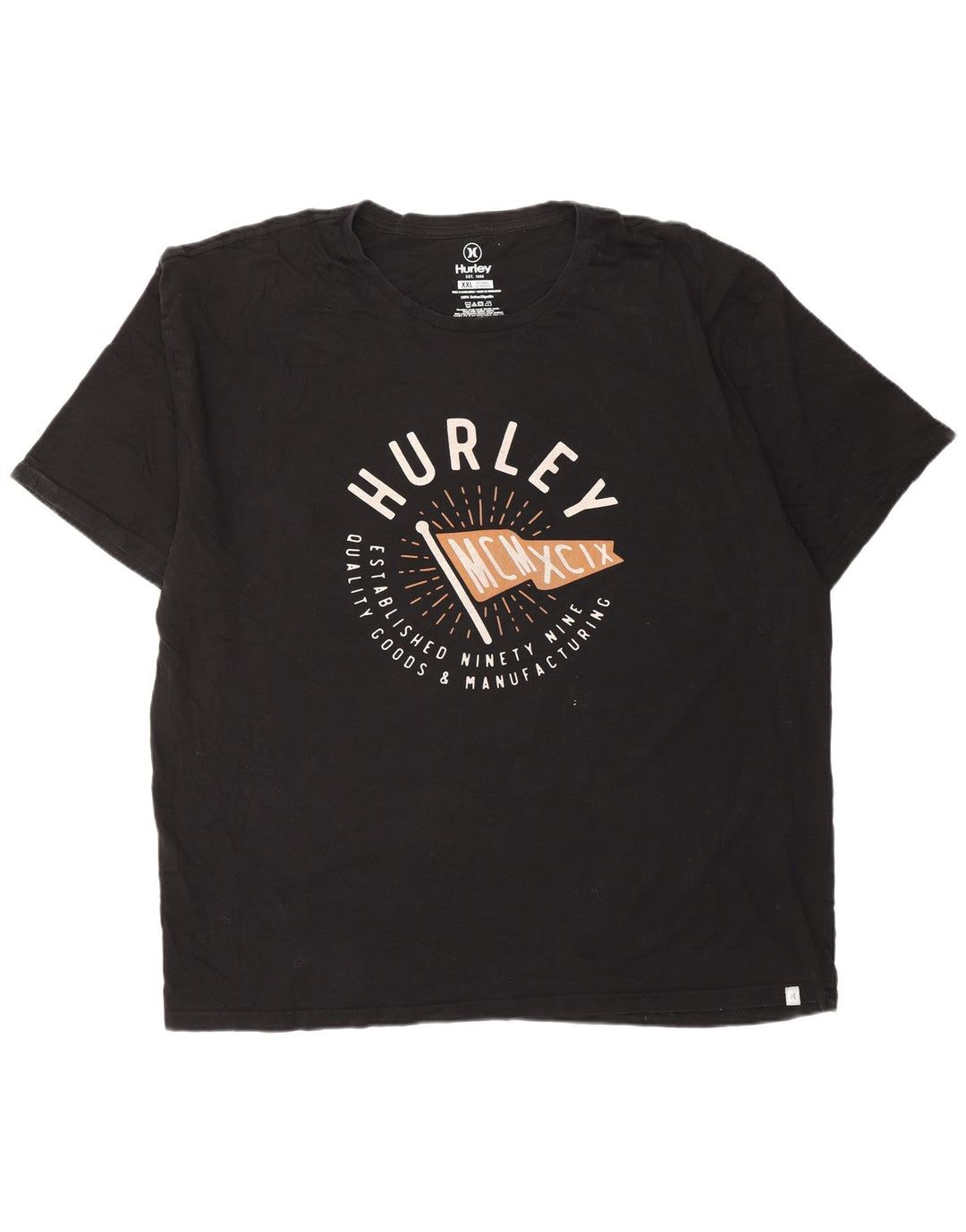 T-shirt grafica da uomo HURLEY XL XL in cotone nero
