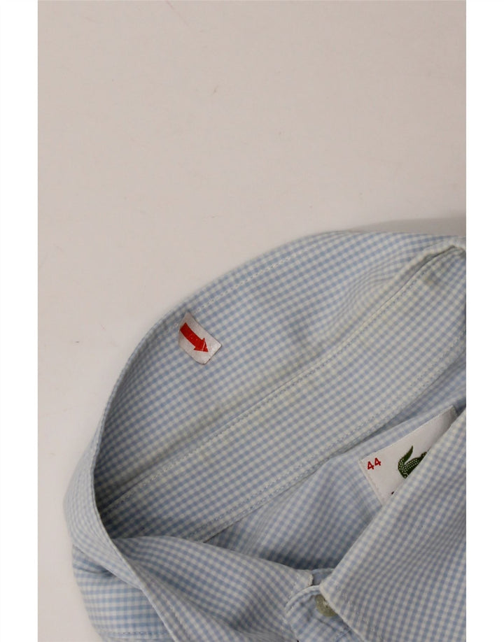 LACOSTE Mens Shirt Size 44 XL Blue Gingham Cotton
