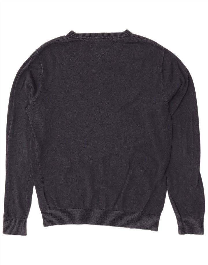 Maglione maglione con scollo a V da uomo Tommy Hilfiger cotone medio blu navy