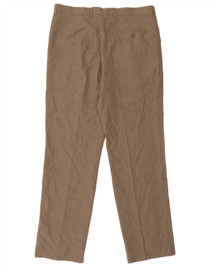 Pantaloni da abito con pegging da uomo Marks & Spencer W36 L33 Poliestere beige
