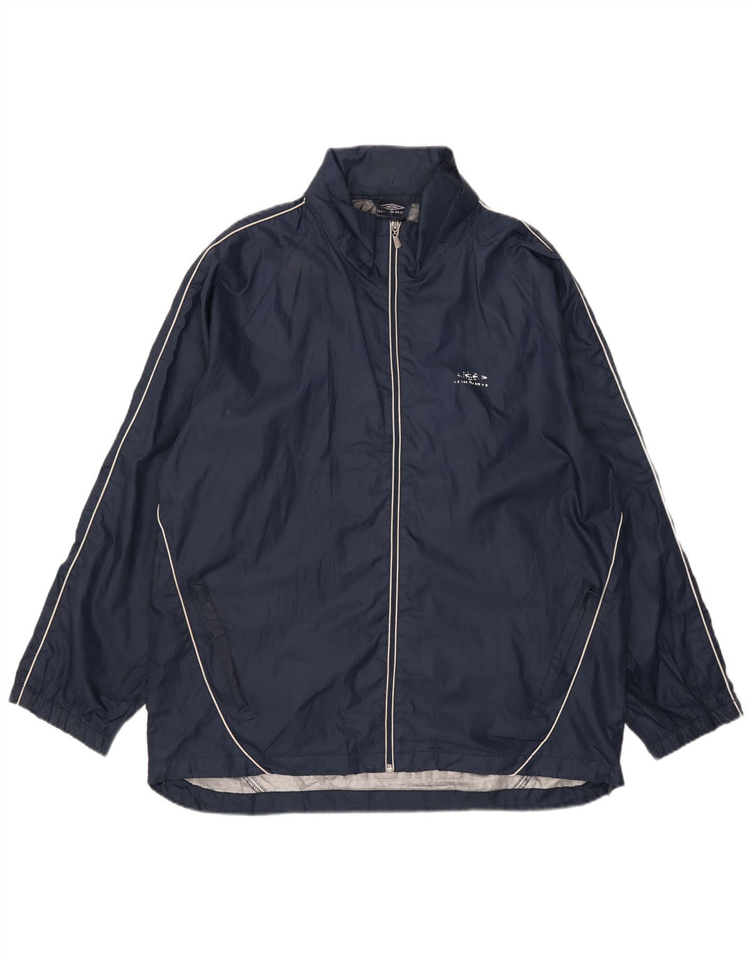 Giacca antipioggia con cappuccio grafica da uomo Umbro UK 40 Large in poliestere blu navy