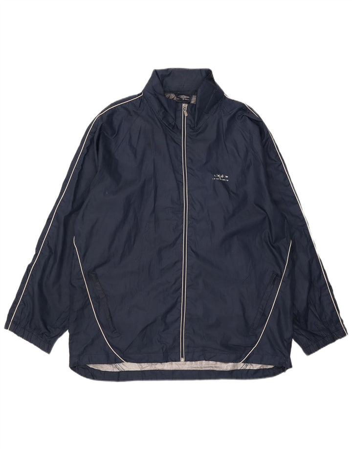Giacca antipioggia con cappuccio grafica da uomo Umbro UK 40 Large in poliestere blu navy