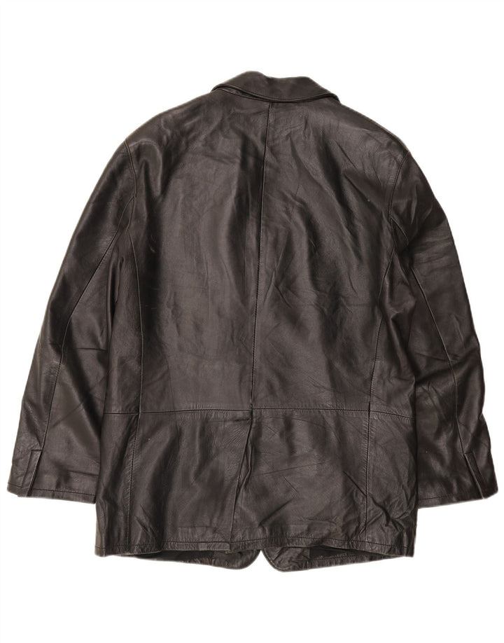 Giacca blazer vintage da uomo in pelle a 3 bottoni IT 48 pelle nera media
