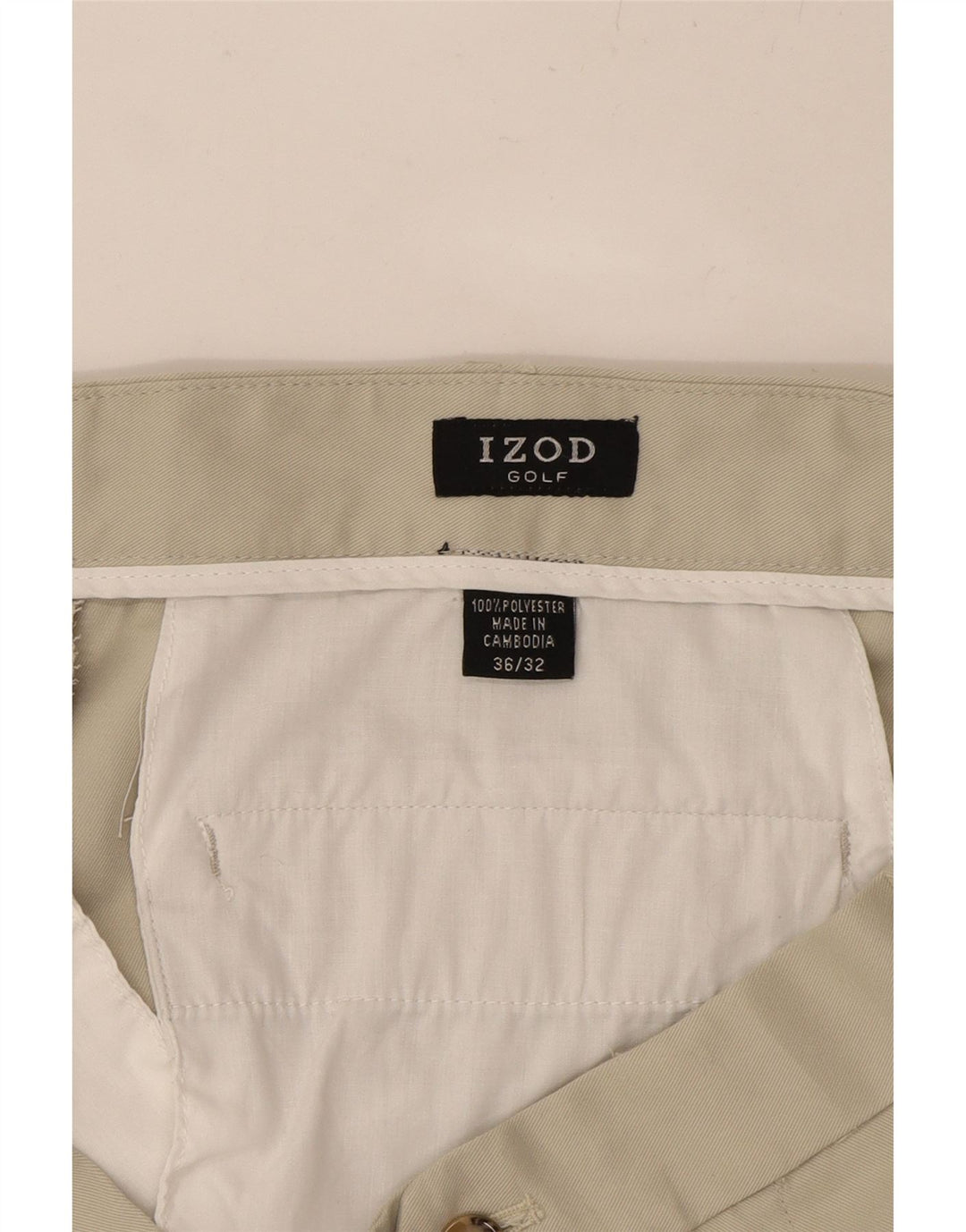 IZOD Mens Pegged Chino Trousers W36 L32 Beige Polyester Vintage Izod and Second-Hand Izod from Messina Hembry 