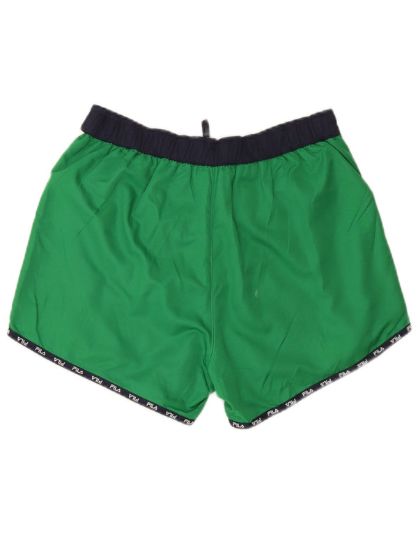 Pantaloncini da bagno grafici da uomo Fila in poliestere color block verde medio