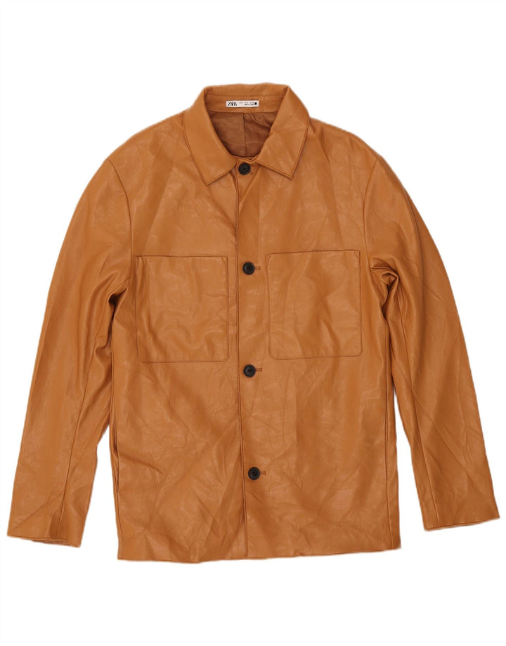 Giacca da uomo in ecopelle Zara UK 36 piccola in poliuretano marrone