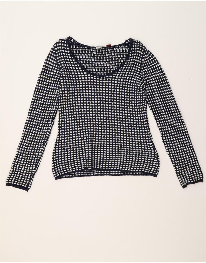 ASHLEY BROOKE Womens Boat Neck Jumper Sweater UK 12 Medium Navy Blue