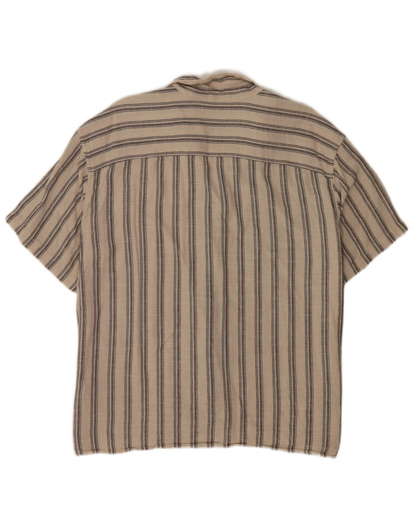 Camicia a maniche corte da uomo Jack & Jones XL in cotone a righe beige