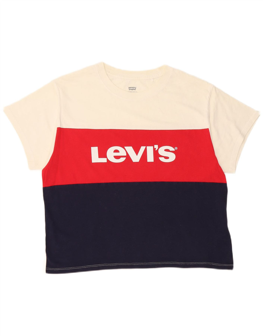 T-shirt grafica corta da donna LEVI'S UK 10 Small White Colourblock