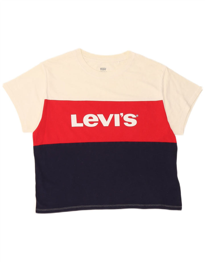T-shirt grafica corta da donna LEVI'S UK 10 Small White Colourblock