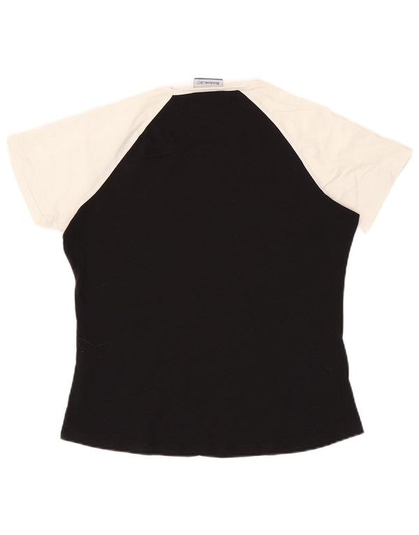 T-shirt Reebok da donna Top UK 16 Large nero in cotone color block