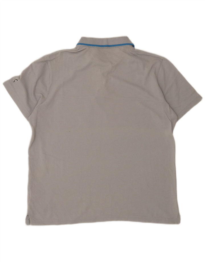 Polo da uomo Puma in cotone a righe grigio medio