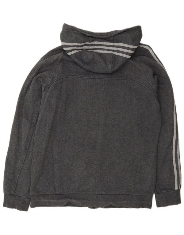 Maglione con cappuccio e zip Adidas da uomo in cotone grigio medio