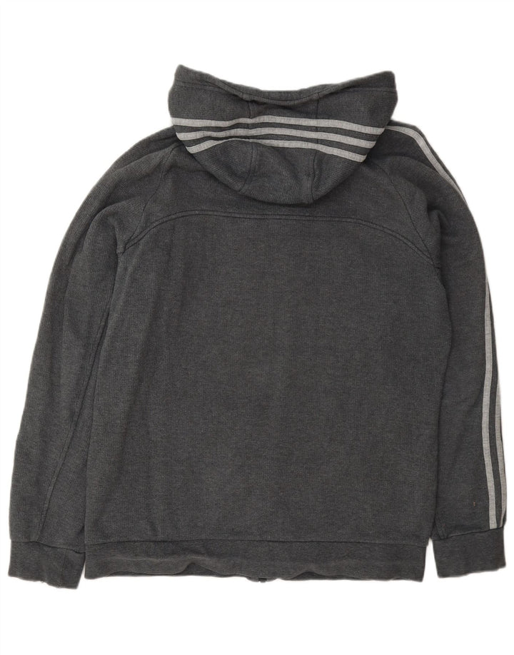 Maglione con cappuccio e zip Adidas da uomo in cotone grigio medio