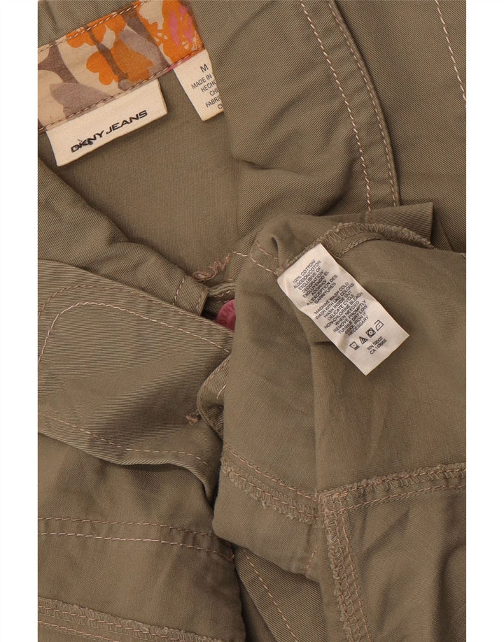 Giacca militare da donna con maniche a 3/4 DKNY UK 14 cotone kaki medio