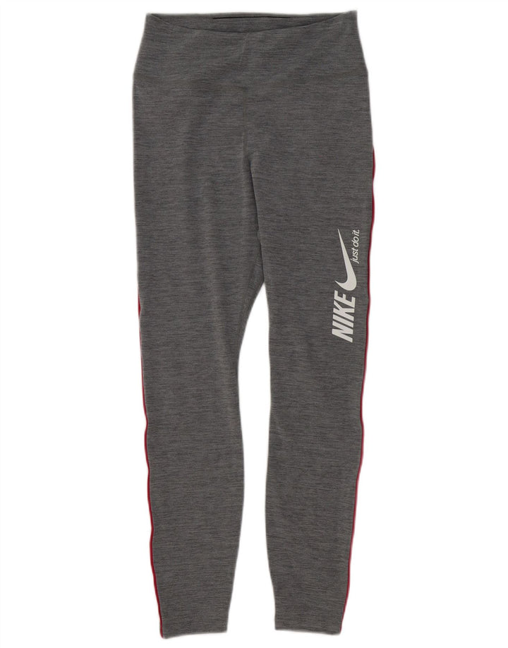 Leggings grafici Nike Dri Fit da donna UK 10 piccoli poliestere grigio
