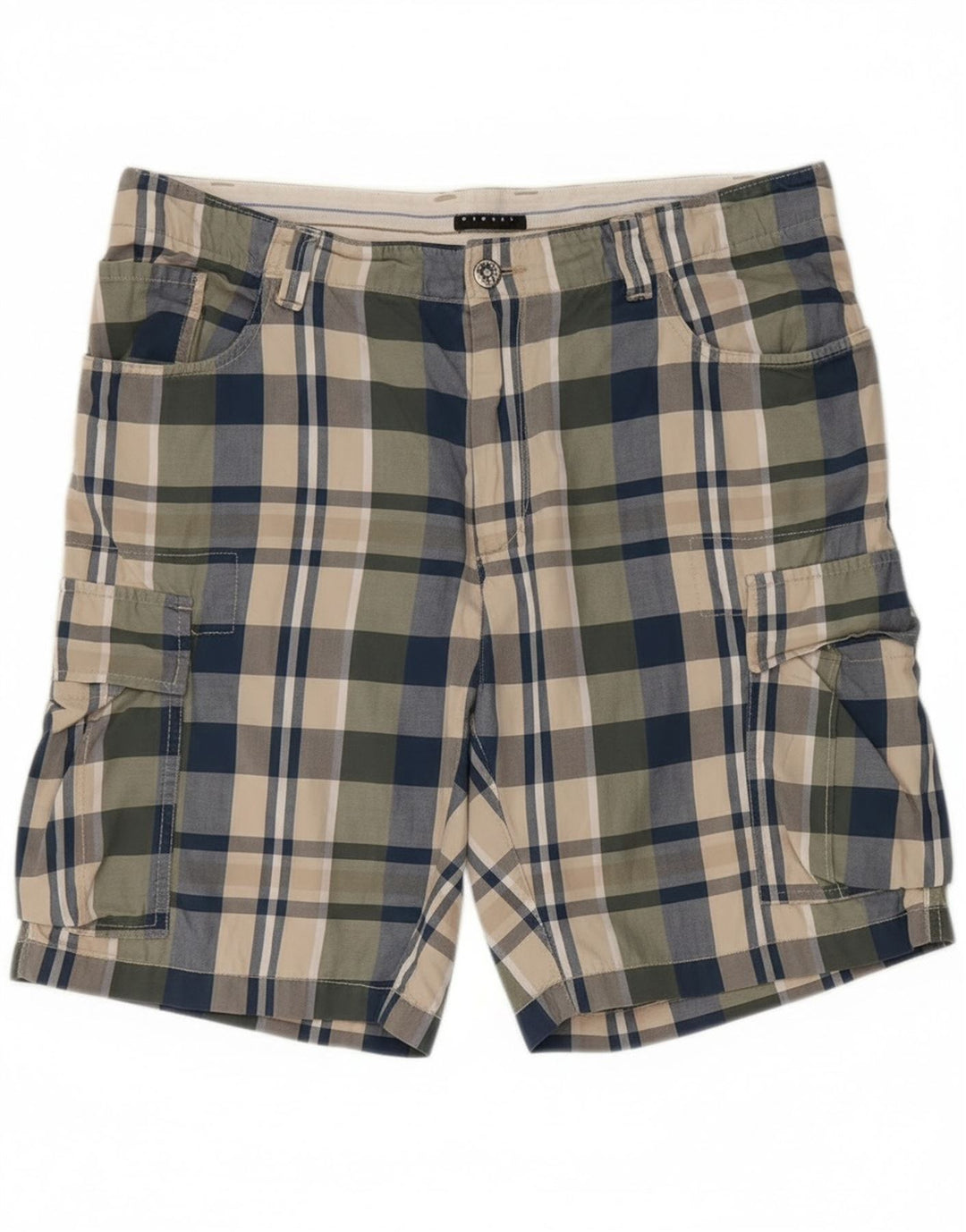 Pantaloncini cargo da uomo Sisley IT 50 Large W36 in cotone a quadri multicolore