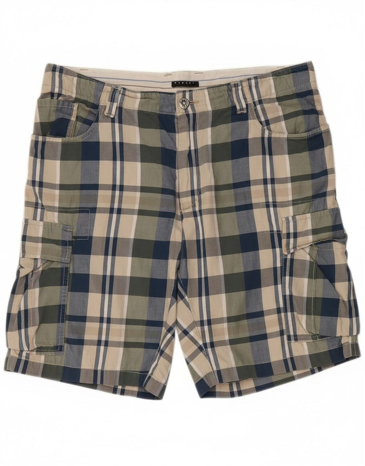 Pantaloncini cargo da uomo Sisley IT 50 Large W36 in cotone a quadri multicolore