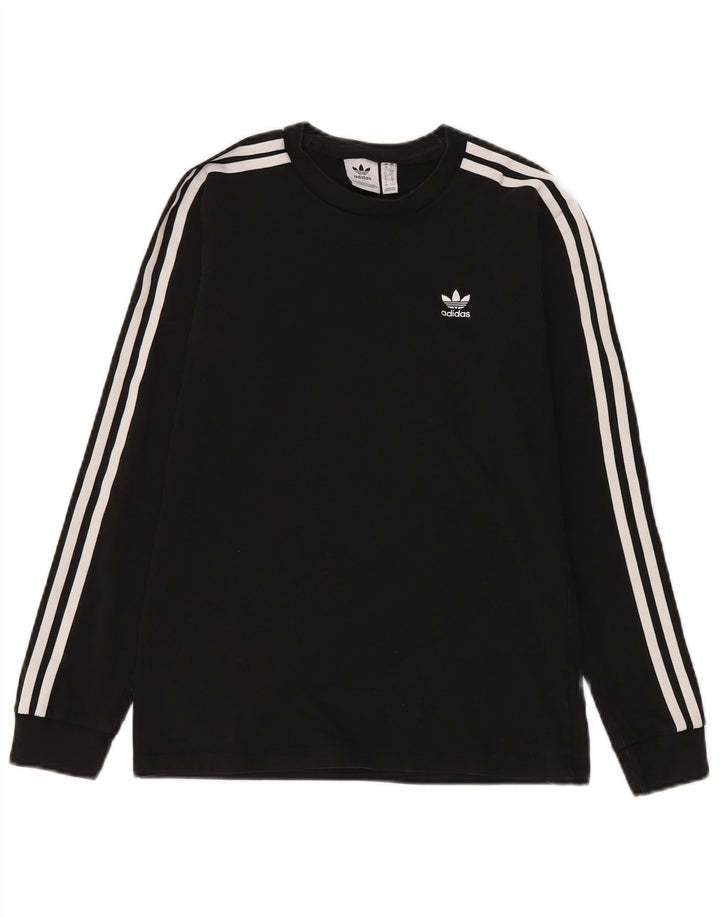 Top Adidas da donna a manica lunga UK 10 piccolo cotone nero