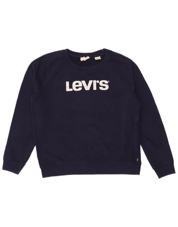 Levi's Donna Felpa Oversize con Grafica Maglione UK 10 Small Blu Navy