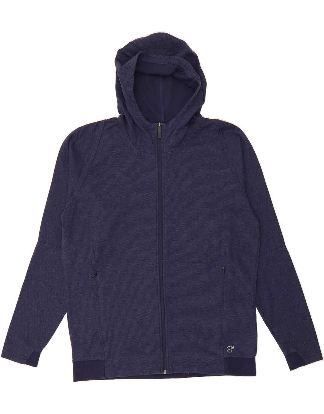 PUMA Felpa con cappuccio e zip da uomo di grandi dimensioni in cotone blu navy