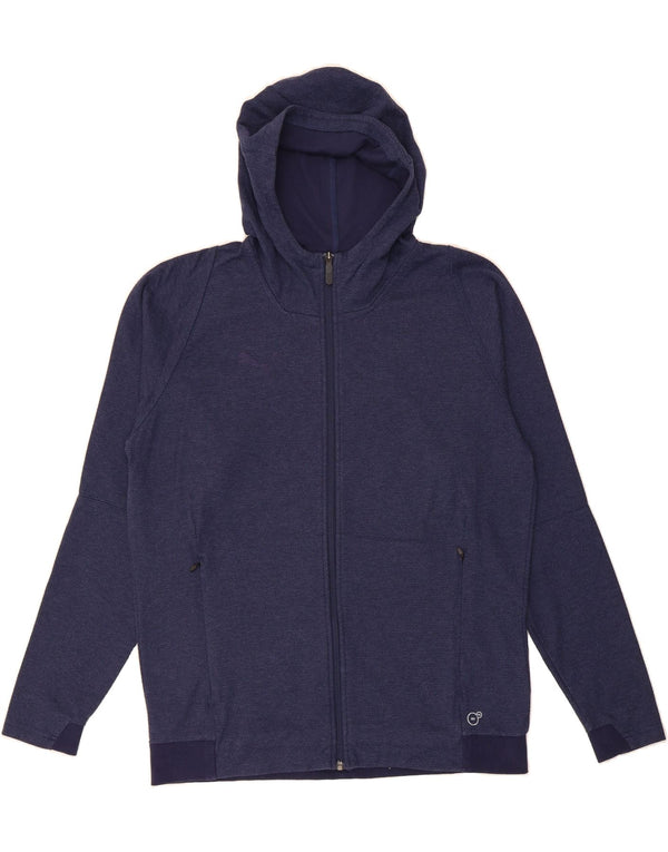 PUMA Mens Zip Hoodie Sweater Large Navy Blue Cotton