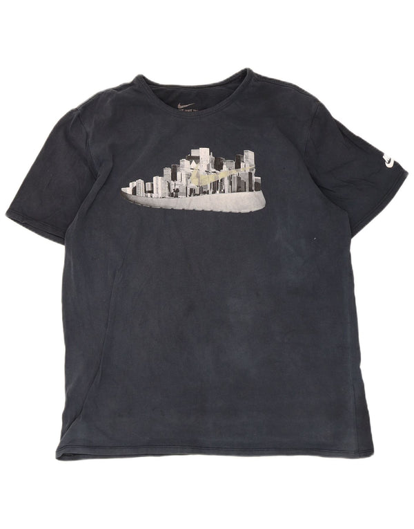 T-shirt grafica Nike da uomo con taglio atletico, XL, cotone blu navy