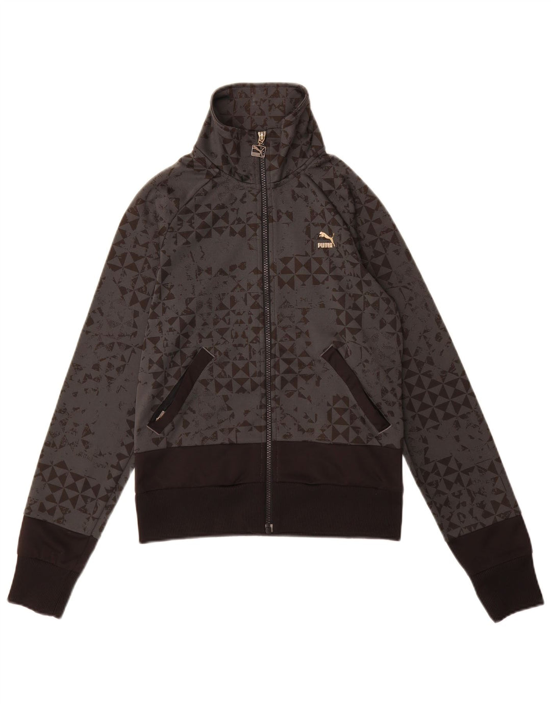 Giacca da tuta da donna Puma UK 10 Small Poliestere geometrico grigio
