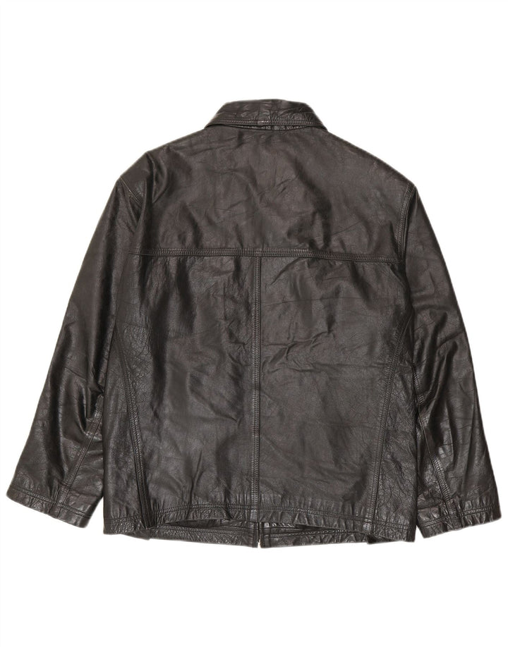 Giacca in pelle vintage da uomo UK 36 piccola nera