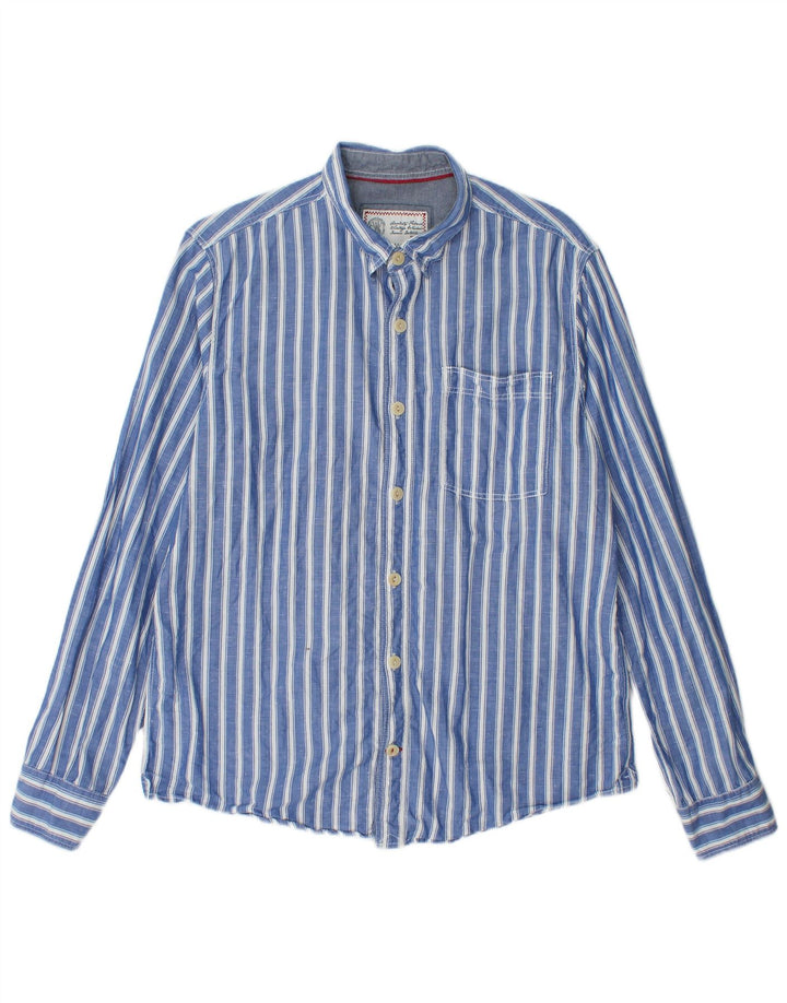 Camicia da uomo Fat Face in cotone gessato blu medio