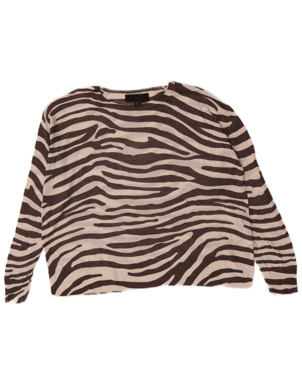 Top Zara da donna, vestibilità ampia, vestibilità ampia, UK 14, stampa animalier marrone medio
