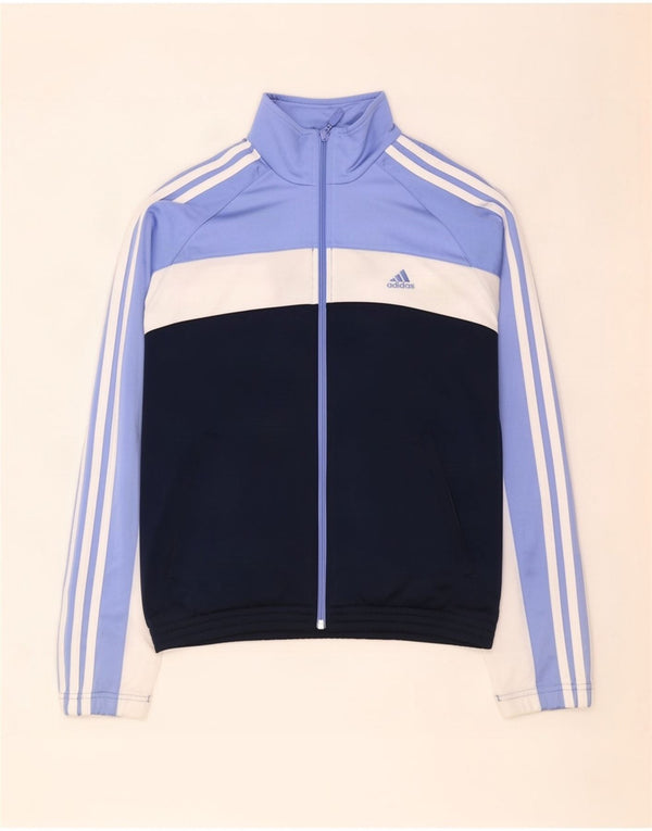 Giacca da tuta da ragazza Adidas 13-14 anni in poliestere color block blu