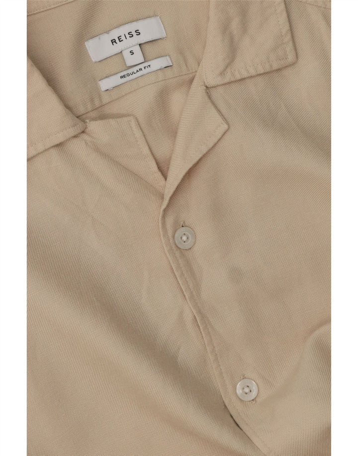 Camicia REISS da uomo a maniche corte, vestibilità regolare, piccola, beige