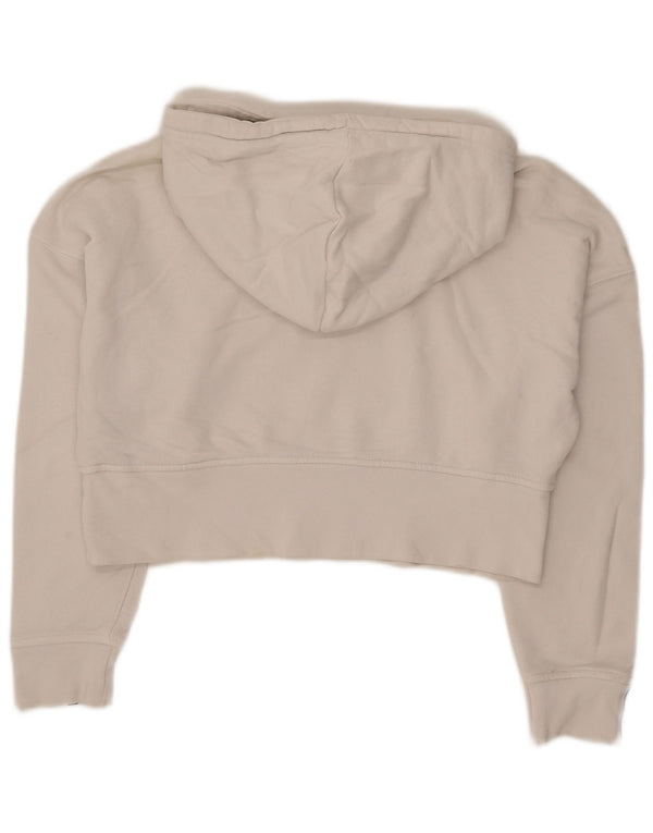 Felpa con cappuccio oversize con grafica corta Adidas da donna UK 4 XS cotone bianco