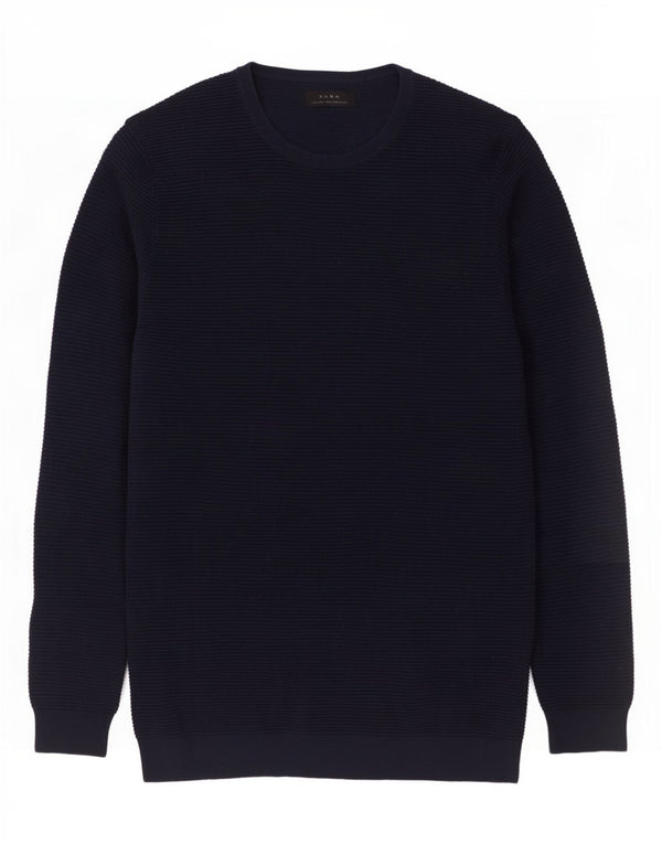 Maglione maglione girocollo da uomo Zara grande blu navy