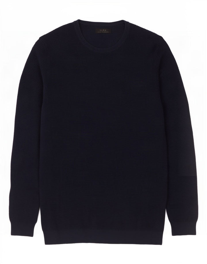 Maglione maglione girocollo da uomo Zara grande blu navy