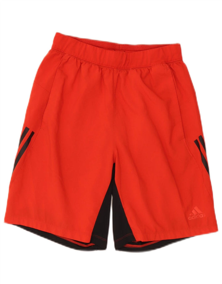 Pantaloncini sportivi Adidas Climalite da uomo piccoli in poliestere color block rosso