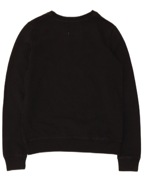 Felpa grafica da donna Hollister Jumper UK 6 XS cotone nero